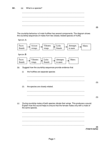 New AQA (2016) Year 1 Biology (AS) - Species and Courtship - Flipped ...