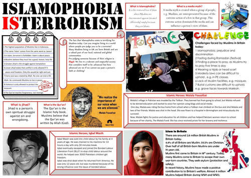 Islamophobia Anti Discrimination Learning Mat Information Sheet Plus A