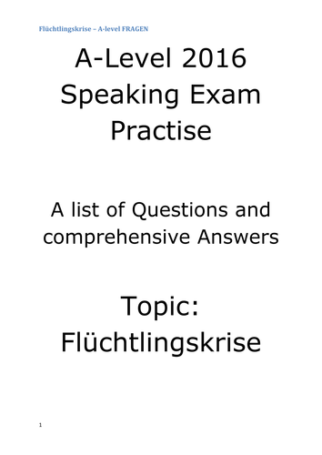 A2 German Speaking Test Questions and Answers - Flüchtlingskrise