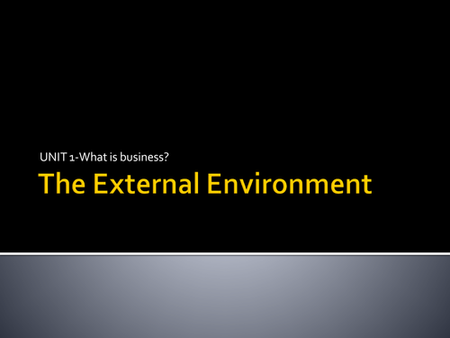 The External Business Environment