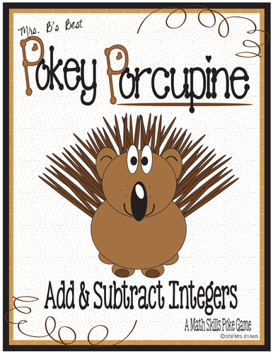 Pokey Porcupine Poke Cards: Add and Subtract Integers