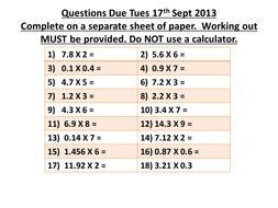 Multiplying and dividing decimals test picture