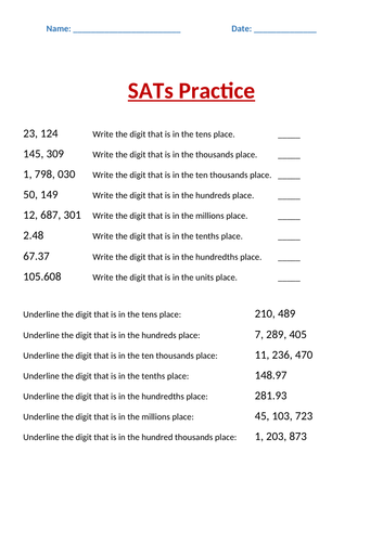 sats revision sheets for maths year 6 teaching resources