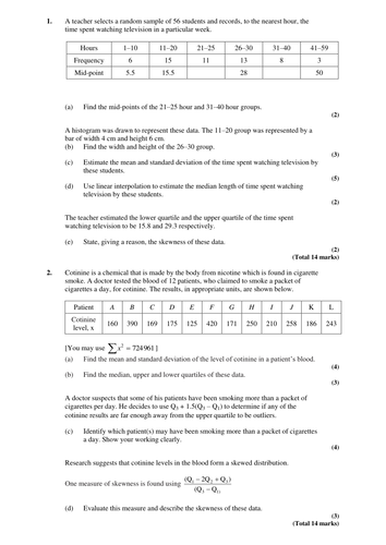 statistics 1 set of s1 worksheets with answers
