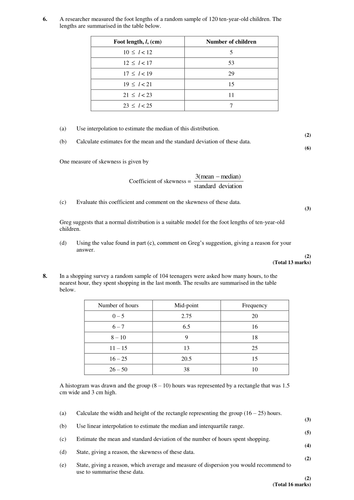statistics 1 set of s1 worksheets with answers