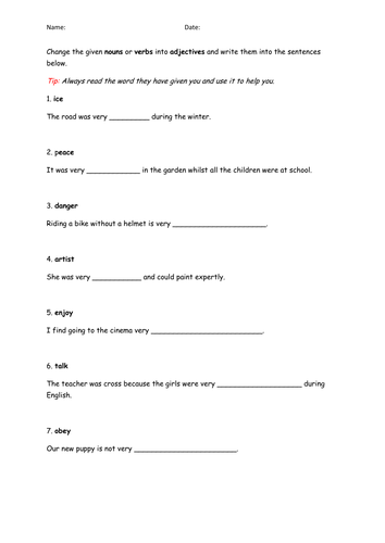 year 6 spag revision forming adjectives teaching resources