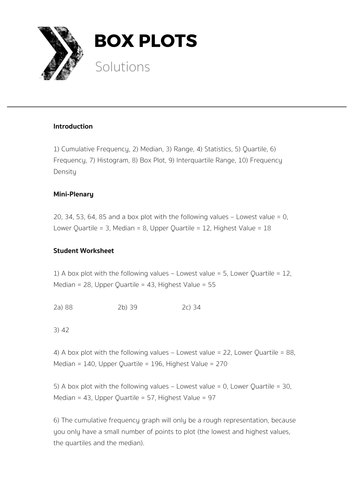 Box Plots - Complete Lesson | Teaching Resources