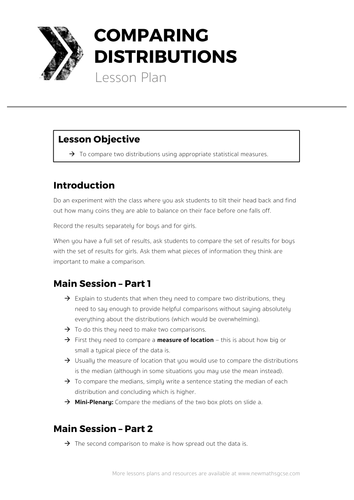 Comparing Distributions - Complete Lesson | Teaching Resources