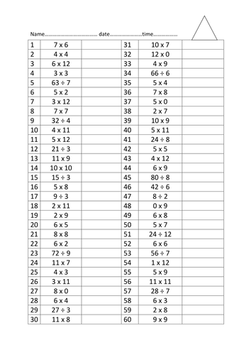 Weekly times tables challenge | Teaching Resources