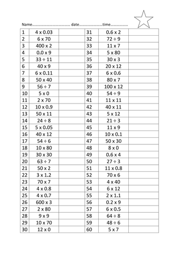 Weekly times tables challenge | Teaching Resources