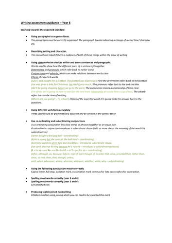 Year 6. Writing interim assessmnet framework. Guidance/translation of ...