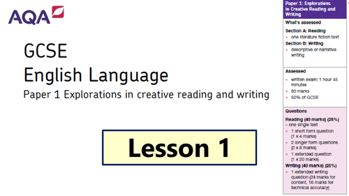 NEW SPEC AQA English Language Paper 1 INTRO - Q1-2 | Teaching Resources