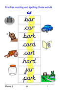 Phase 3: 'ar' sound [as in farm, card]: table/group cards, activities ...