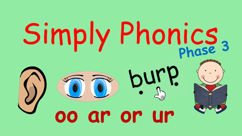 Phase 3 Phonics - Powerpoint with oo, ar, or and ur and Tricky Words Revision and Blending