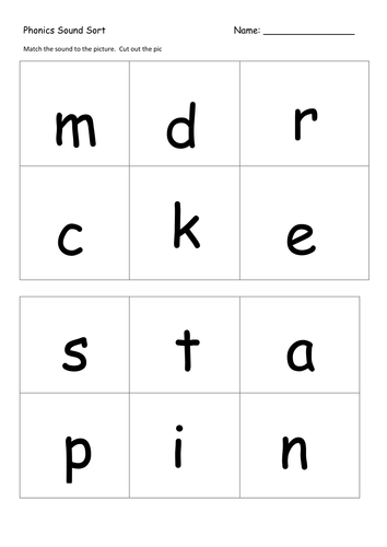 Phonics Cut And Stick And Word Matching Worksheets 