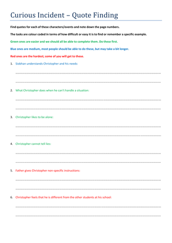 Curious Incident Quote Finder - Differentiated