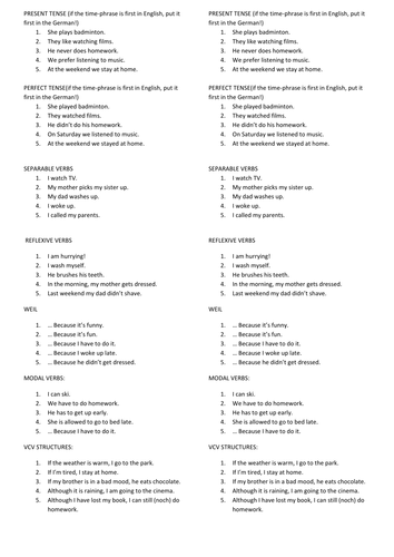 KS3/4 German Bundle: Present/Perfect practice - housework, pocket money ...