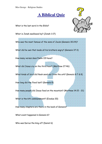 A biblical quiz to help children find their way around the bible ...