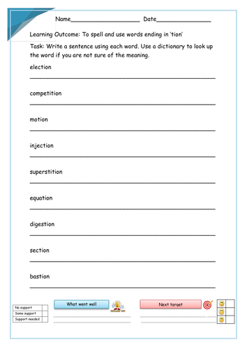 Printables Words Ending In Tion Worksheet words ending in tion teaching and learning resource pack powerpoint lesson 15 worksheets by krazikas teachi