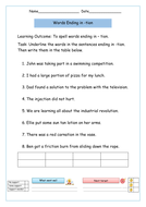 tion words: Words Ending in -tion: Free Worksheets | Teaching Resources