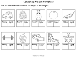 Comparing Weight - Year 1 - PowerPoint presentation and worksheets by