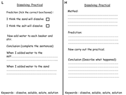 dissolving mass of solutions ks3 year 7 teaching resources