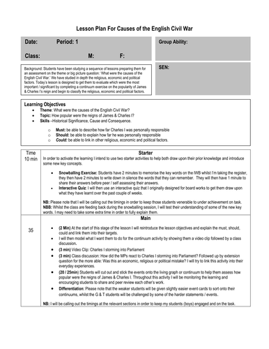 Continuum Exercise: Causes of the English Civil War