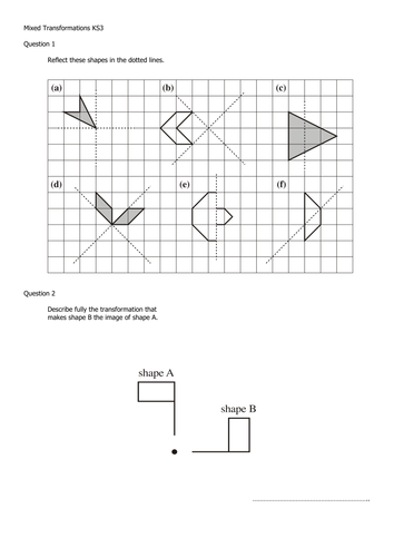 ks3 transformationsmixed teaching resources