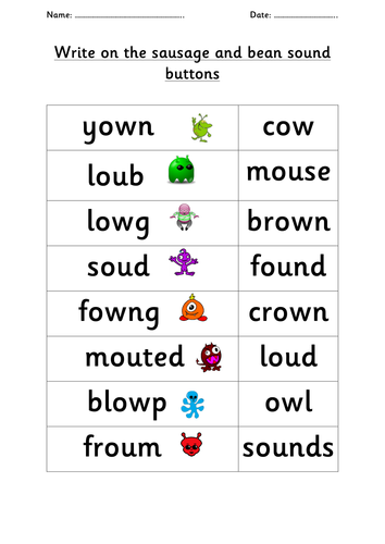 Draw the sound buttons /ow/ /ou/ sound family by choralsongster