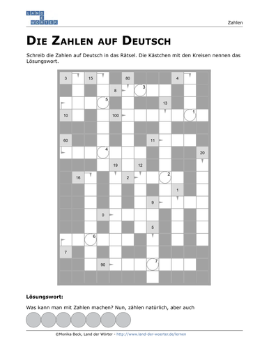 German Numbers 1-100 | Teaching Resources