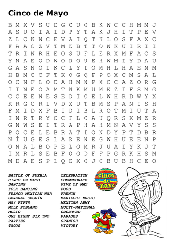 Cinco De Mayo Word Search By Sfy773 Teaching Resources Tes