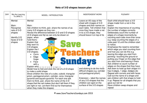 3-D Shapes KS1 Shapes with names and Lesson Plan