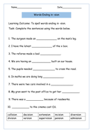 sion words: Words Ending in sion / ssion Suffix - Set of 21 ...