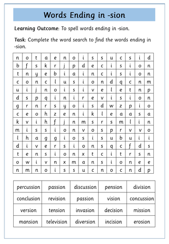 sion-suffix-worksheets-teaching-resources