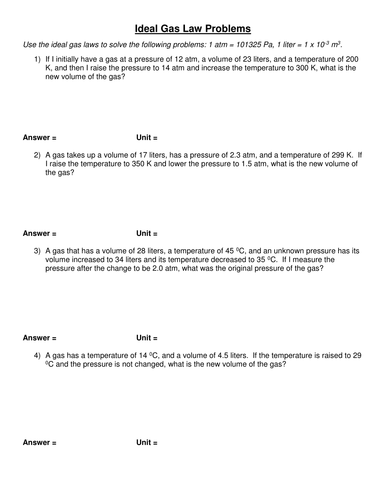 Printables Ideal Gas Law Worksheet Answers gas laws worksheet answers fireyourmentor free printable worksheets ideal law by simoninpng teaching resources tes 3 2 problems