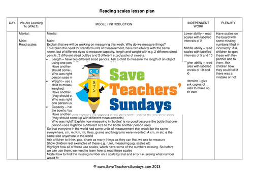 Reading Scales KS1 Worksheets, Lesson Plans and PowerPoint and Plenary