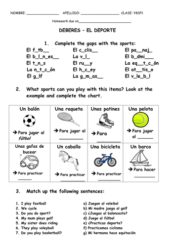 el deporte ks3 spanish resources teaching resources