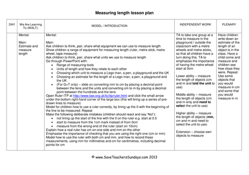 Measuring Length KS1 Worksheets, Lesson Plans and PowerPoint by