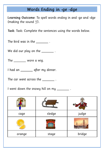 dge / ge Words | Teaching Resources