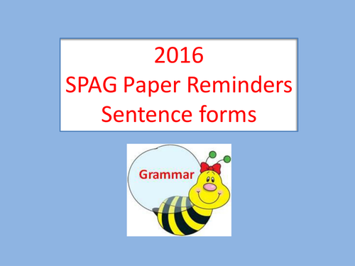 KS2 SPAG 91����t- Sentence Form Reminders