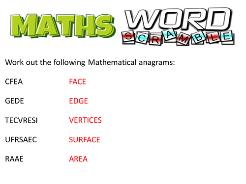 Maths Literacy Word Scramble | Teaching Resources