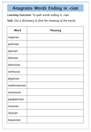 cian suffix - PowerPoint Lesson and Worksheets | Teaching Resources