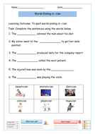 cian words: Free Worksheet - Words Ending in 'cian' - /dʒ/ sound ...