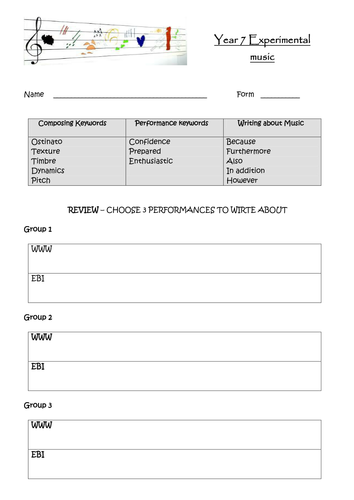 Experimental Music Unit of Work