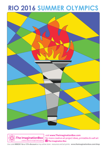 Summer Olympic Torch and Flame creative art activity template | Teaching Resources