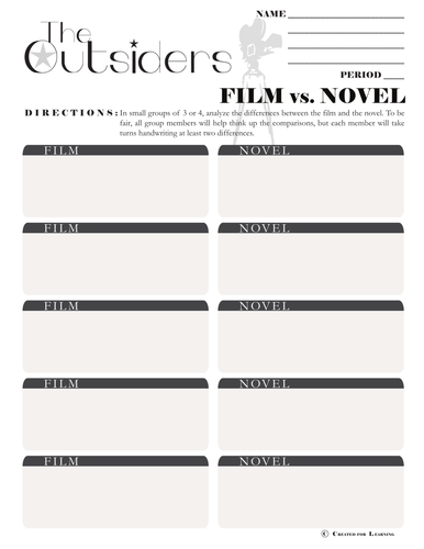 outsiders-movie-vs-novel-comparison-teaching-resources