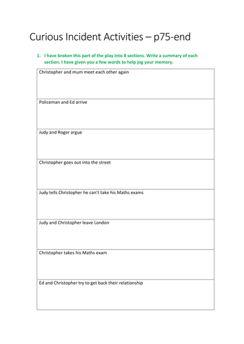 Curious Incident Activities - p75-end