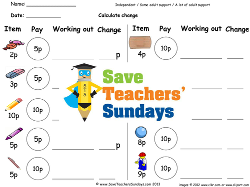 Giving Change KS1 Worksheets, Lesson Plans and PowerPoint | Teaching