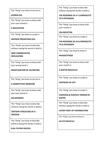 AQA AS Biology cranium-style cards | Teaching Resources
