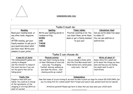 Homework bingo template image
